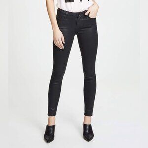 Paige Verdugo Womens Size 32 Slim Fit Mid-Rise Coated Ankle Skinny Jeans Black